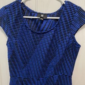 Blue and black knee length dress